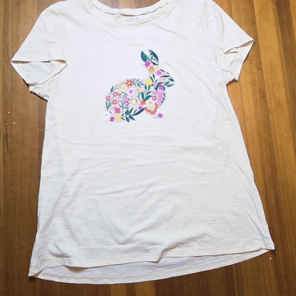 LOFT Cream Top with Floral Design